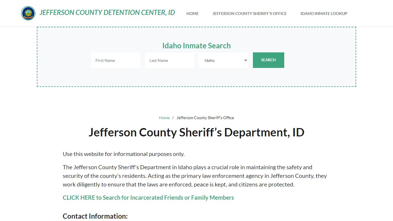 Jefferson County Sheriff Department, ID Arrests, Warrant Lookup