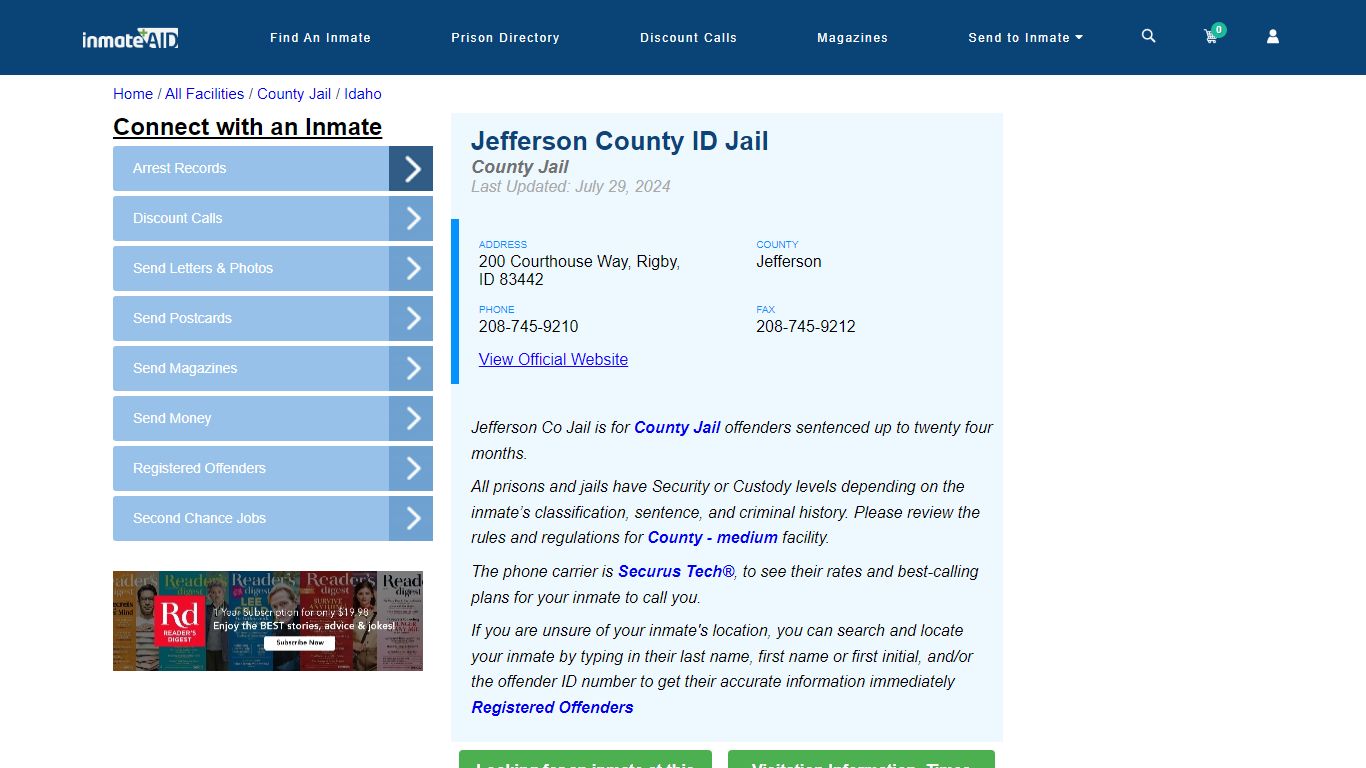 Jefferson County ID Jail - Inmate Locator